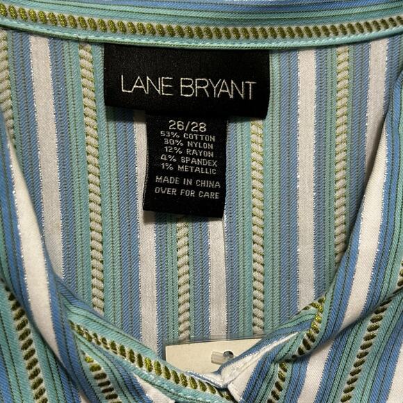 Lane Bryant Womens Striped Button Front Tunic Top 26/28 Preppy Office Travel - Picture 2 of 8